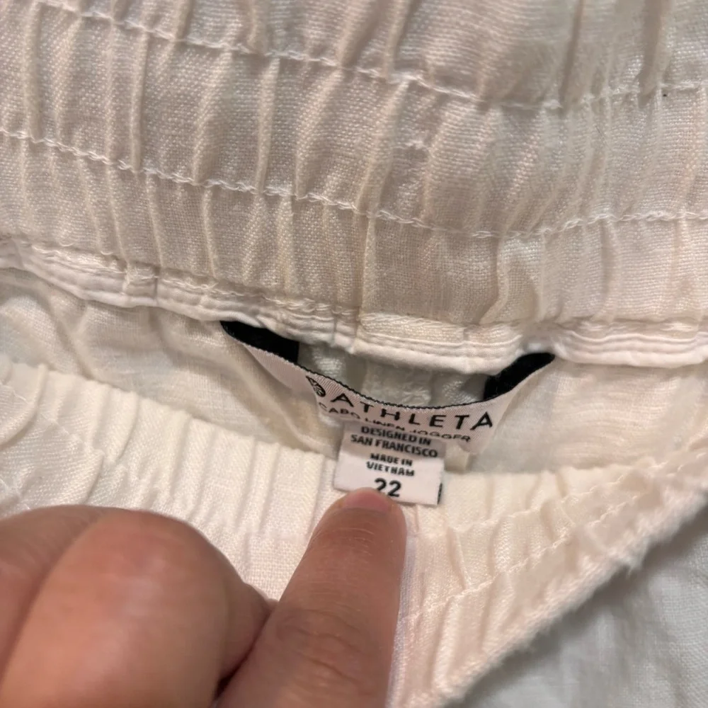 Athleta Cabo Linen Jogger White Pants Women’s Size 22 NEW